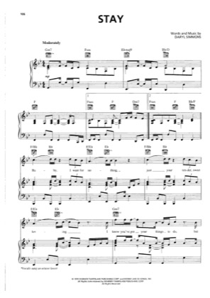 Thumbnail of first page of Stay piano sheet music PDF by Destiny's Child.