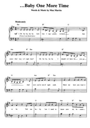 Thumbnail of first page of Baby One more Time piano sheet music PDF by Britney Spears .