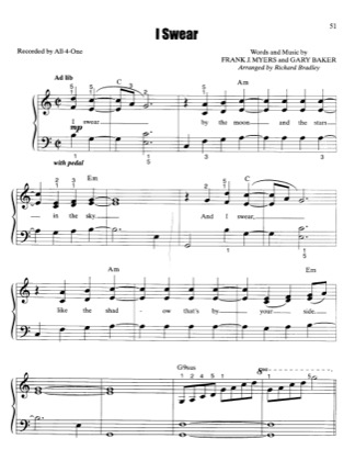 Thumbnail of first page of I Swear piano sheet music PDF by All 4 One.