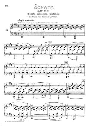 Thumbnail of first page of Sonata No.14 in C Sharp Minor piano sheet music PDF by Beethoven.