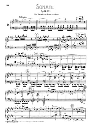 Thumbnail of first page of Sonata No.9 in E Major piano sheet music PDF by Beethoven.