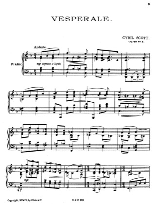 Thumbnail of first page of Vesperale piano sheet music PDF by Cyril Scott.