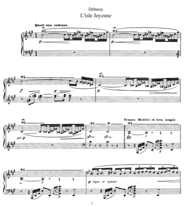 Thumbnail of first page of L'isle Joyeuse piano sheet music PDF by Debussy.