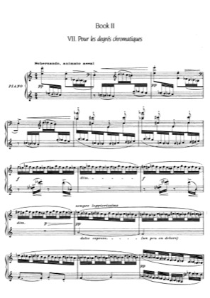 Thumbnail of first page of Pour Les Degres Chromatiques (Book II) piano sheet music PDF by Debussy.