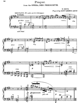 Thumbnail of first page of Prayer from Opera Der Freischutz piano sheet music PDF by Diederich Krug.