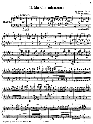 Thumbnail of first page of Trois Morceaux piano sheet music PDF by Ed. Poldini.
