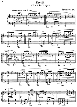 Thumbnail of first page of Erotik piano sheet music PDF by Grieg.
