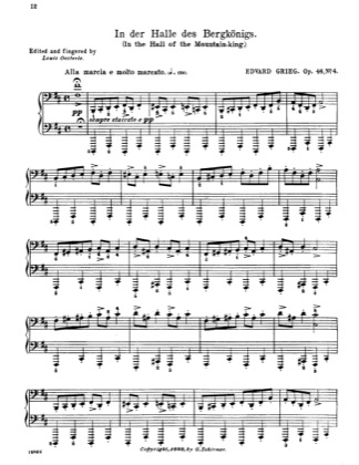 Thumbnail of first page of In The Hall Of The Mountain-king piano sheet music PDF by Grieg.