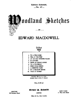 Thumbnail of first page of Woodland Sketches piano sheet music PDF by Edward MacDowell.