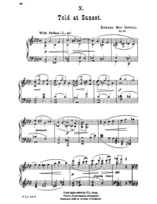 Thumbnail of first page of Told At Sunset piano sheet music PDF by Edward MacDowell.