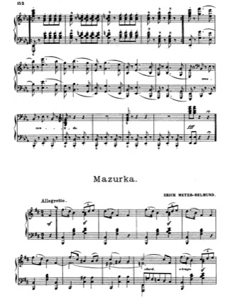 Thumbnail of first page of Mazurka piano sheet music PDF by Erick Meyer-Helmund.