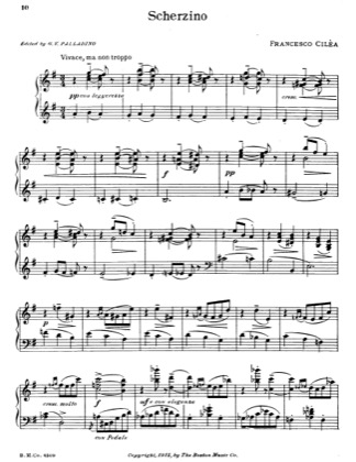 Thumbnail of first page of Scherzino piano sheet music PDF by Francesco Cilea.