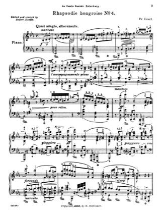 Thumbnail of first page of Hungarian Rhapsodies piano sheet music PDF by Liszt.