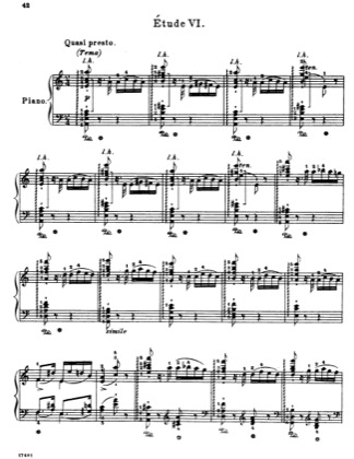 Thumbnail of first page of Etude No. 6 in A minor (Theme and Variations) piano sheet music PDF by Liszt.