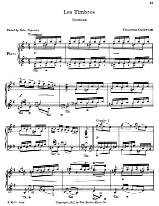 Thumbnail of first page of Les Timbres piano sheet music PDF by Francois Couperin.