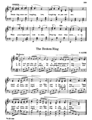 Thumbnail of first page of The Broken Ring piano sheet music PDF by Friedrich Gluck.