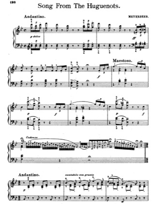Thumbnail of first page of Song From The Huguenots piano sheet music PDF by Giacomo Meyerbeer.