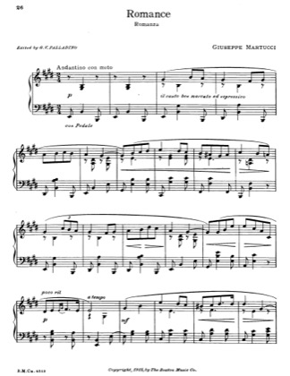 Thumbnail of first page of Romance piano sheet music PDF by Giuseppe Martucci.