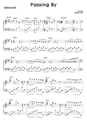 Thumbnail of first page of Passing By piano sheet music PDF by Yiruma.