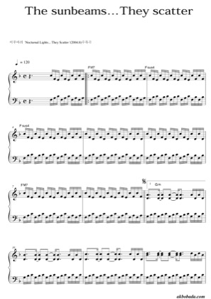 Thumbnail of first page of The Sunbeams They Scatter piano sheet music PDF by Yiruma.