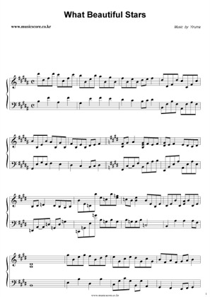 Thumbnail of first page of What Beautiful Stars piano sheet music PDF by Yiruma.