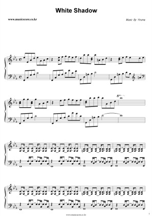 Thumbnail of first page of White Shadow piano sheet music PDF by Yiruma.
