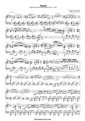 Thumbnail of first page of Again  piano sheet music PDF by Fullmetal Alchemist Brotherhood.
