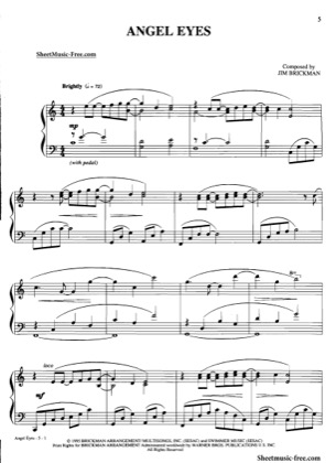 Thumbnail of first page of Angel Eyes  piano sheet music PDF by Jim Brickman.