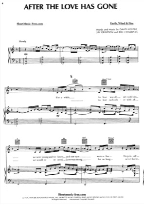 Thumbnail of first page of After The Love Has Gone  piano sheet music PDF by Earth Wind And Fire.