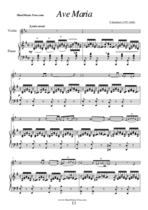 Thumbnail of first page of Ave Maria (Violin and Piano) piano sheet music PDF by Schubert.