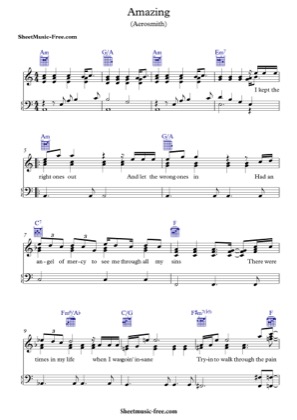 Thumbnail of first page of Amazing  piano sheet music PDF by Aerosmith.