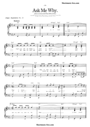 Thumbnail of first page of Ask Me Why piano sheet music PDF by The Beatles.