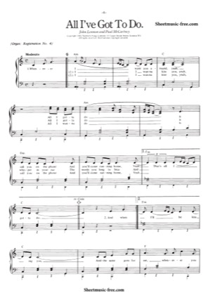 Thumbnail of first page of All I've Got To Do piano sheet music PDF by The Beatles.