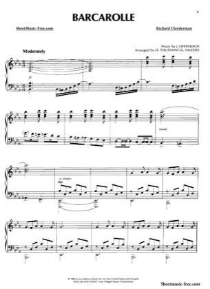 Thumbnail of first page of Barcarolle  piano sheet music PDF by Richard Clayderman.