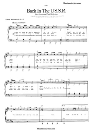 Thumbnail of first page of Back In The Ussr piano sheet music PDF by The Beatles.