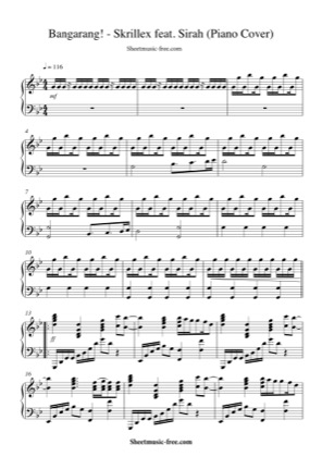 Thumbnail of first page of Bangarang piano sheet music PDF by Skrillex.