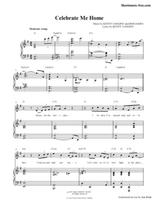 Thumbnail of first page of Celebrate Me Home  piano sheet music PDF by Kenny Loggins.