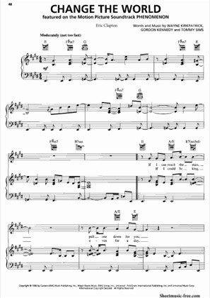 Thumbnail of first page of Change The World  piano sheet music PDF by Phenomenon.