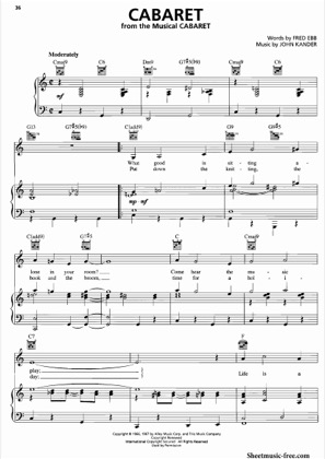 Thumbnail of first page of Cabaret  piano sheet music PDF by Broadway .