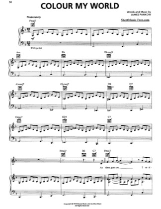 Thumbnail of first page of Color My World  piano sheet music PDF by Chicago.