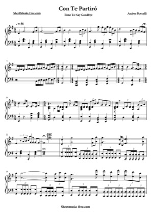 Thumbnail of first page of Con Te Partiro  piano sheet music PDF by Andrea Boccelli.