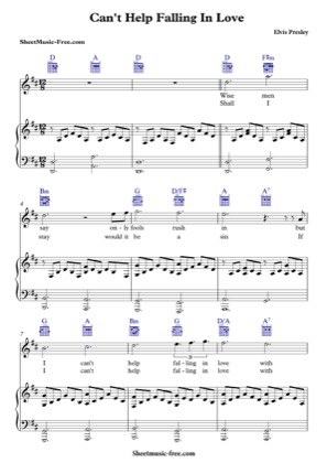 Thumbnail of first page of Can't Help Falling In Love (2) piano sheet music PDF by Elvis Presley.