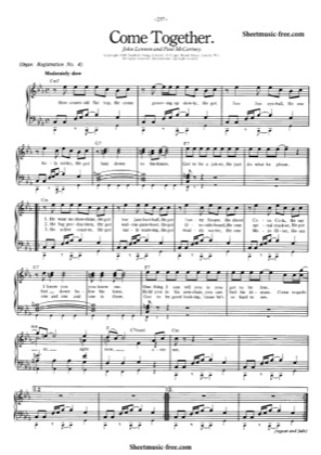 Thumbnail of first page of Come Together piano sheet music PDF by The Beatles.