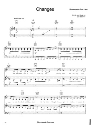 Thumbnail of first page of Changes  piano sheet music PDF by David Bowie.