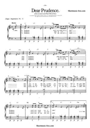 Thumbnail of first page of Dear Prudence piano sheet music PDF by The Beatles.
