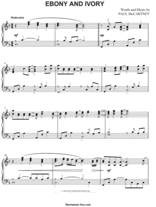 Thumbnail of first page of Ebony And Ivory  piano sheet music PDF by Paul Mccartney.