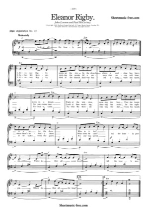 Thumbnail of first page of Eleanor Rigby piano sheet music PDF by The Beatles.