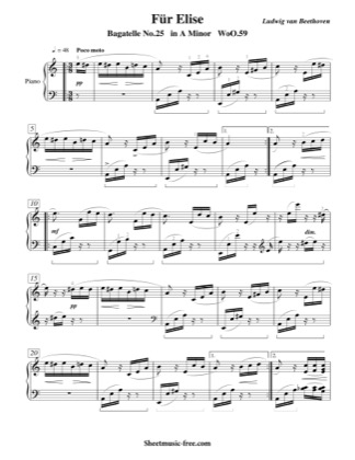 Fur Elise Beethoven Free Piano Sheet Music Pdf