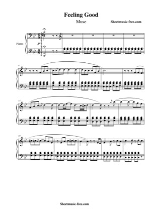 Thumbnail of first page of Feeling Good  piano sheet music PDF by Muse.