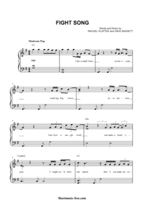 Thumbnail of first page of Fight Song  piano sheet music PDF by David Richard.